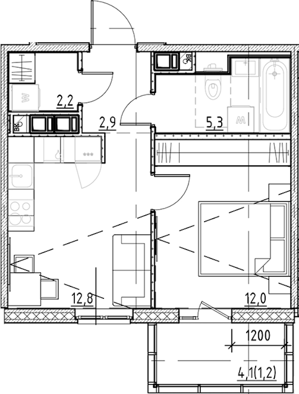 1-комнатная квартира 36.4 м², 4/8 эт., ЖК «Янила Форест»